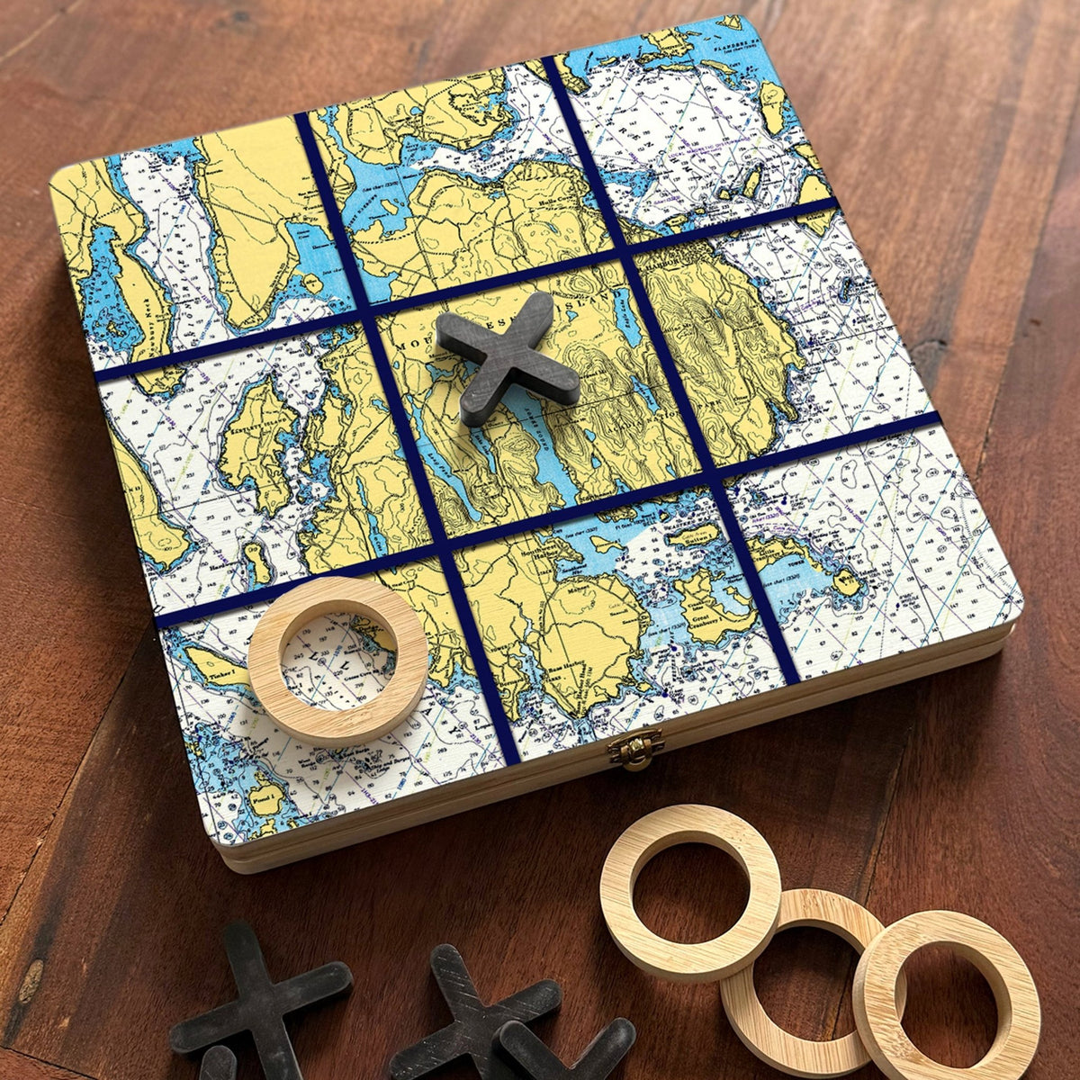 Mount Desert Island Tic Tac Toe & Mancala - 2 Games in ONE - Maritime Tribes USA