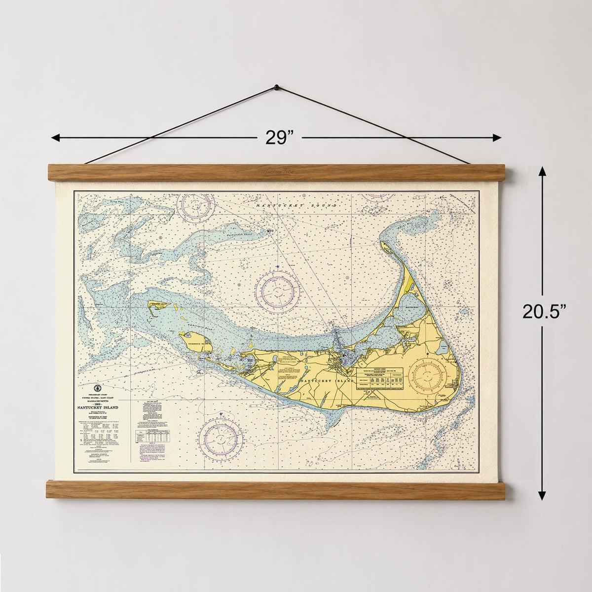 Nantucket Vintage Nautical Chart Fabric Map Scroll - Maritime Tribes USAScroll