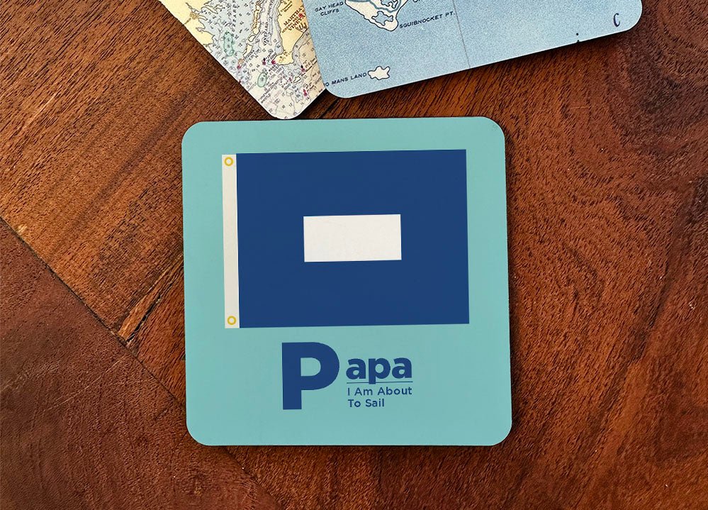 Nautical Flag Coaster - ‘P’ Papa - Maritime Tribes USACoaster