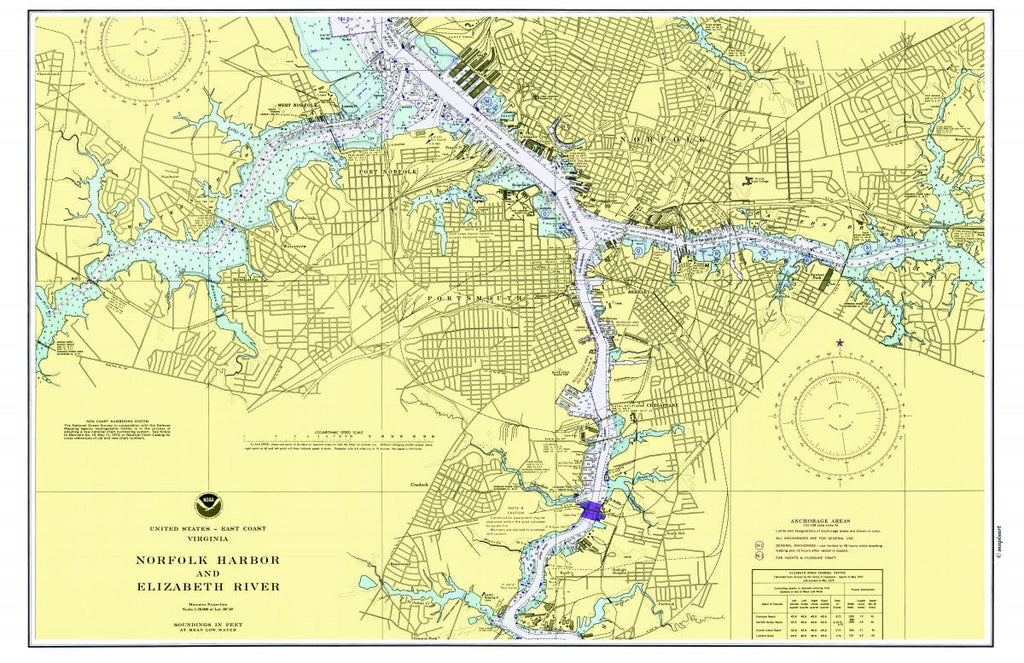 Norfolk, Virginia Chart Placemat - Maritime Tribes USALaminated Placemat