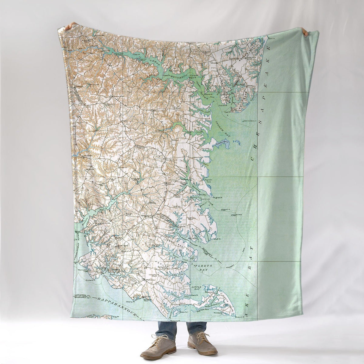Northern Neck, VA Chesapeake Antique Map Blanket - Maritime Tribes USABlanket