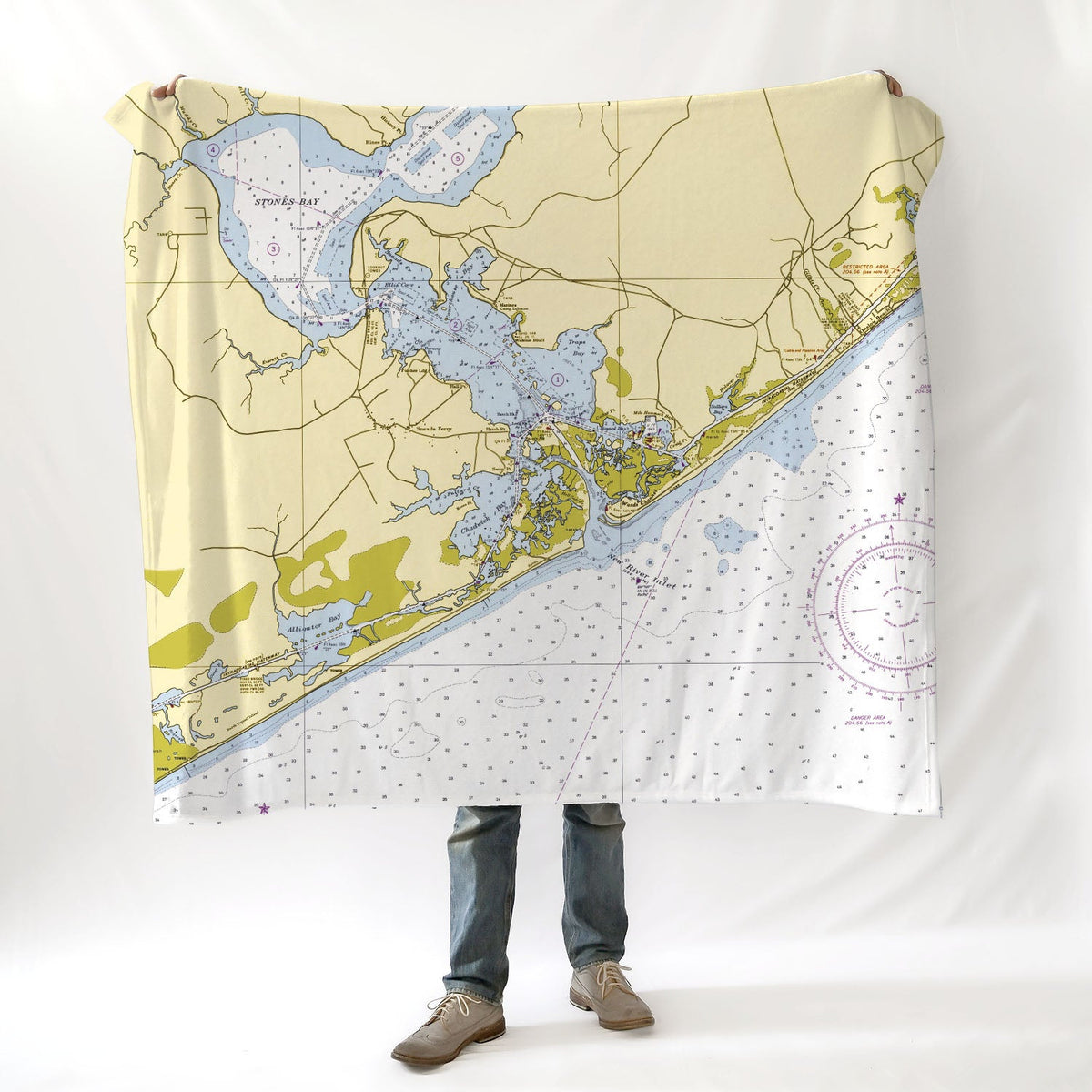Northern Topsail Island to Onslow Beach Chart Blanket - Maritime Tribes USABlanket