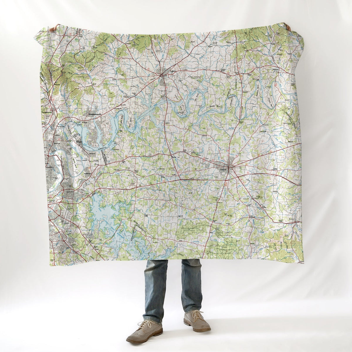 Old Hickory Lake Vintage Topo Blanket - Maritime Tribes USABlanket
