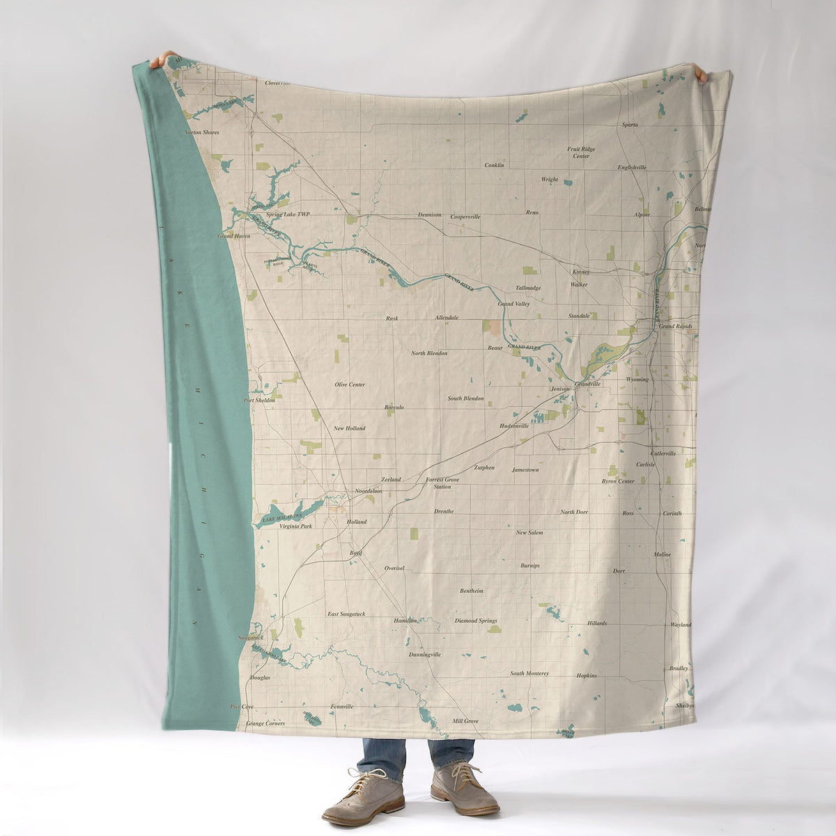 Ottowa County, MI Sea Glass Map Blanket - Maritime Tribes USABlanket