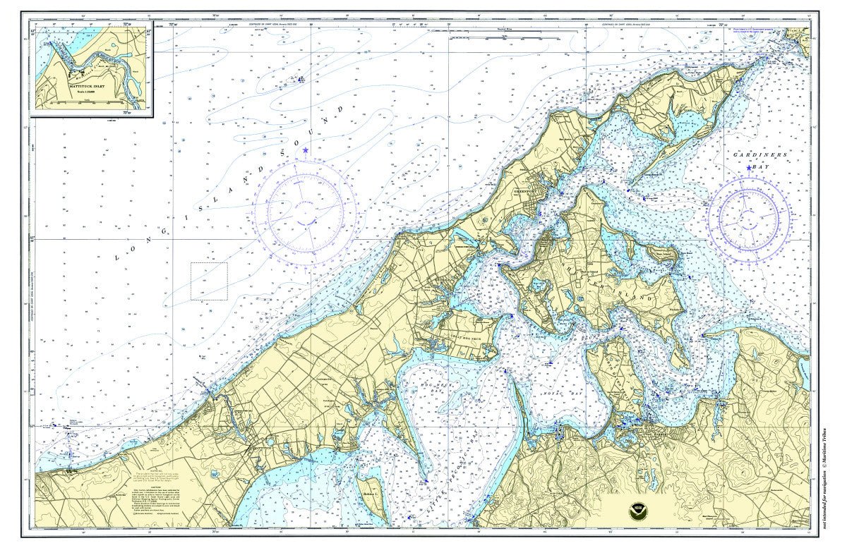 Peconic Bay & Shelter Island, New York Chart Placemat - Maritime Tribes USALaminated Placemat