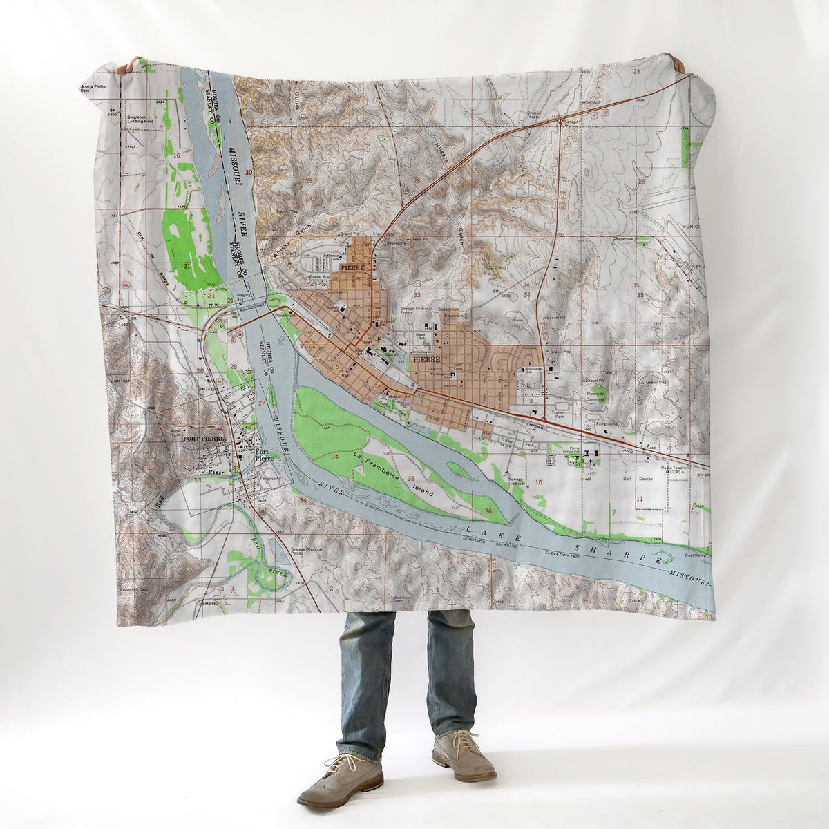 Pierre, SD Vintage Topo Map Blanket - Maritime Tribes USABlanket