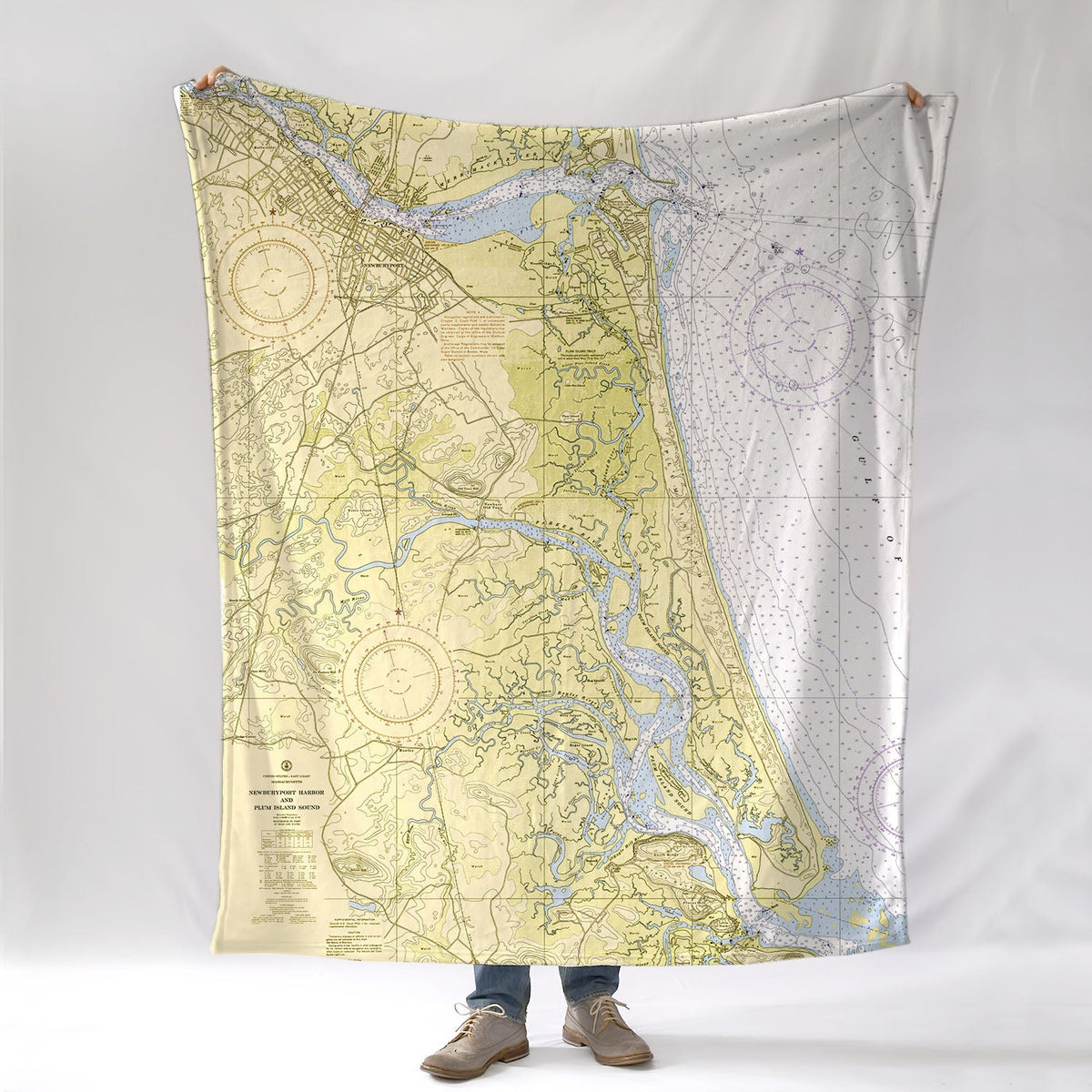 Plum Island, Newburyport, MA - Vintage Nautical Chart Blanket - Maritime Tribes USABlanket