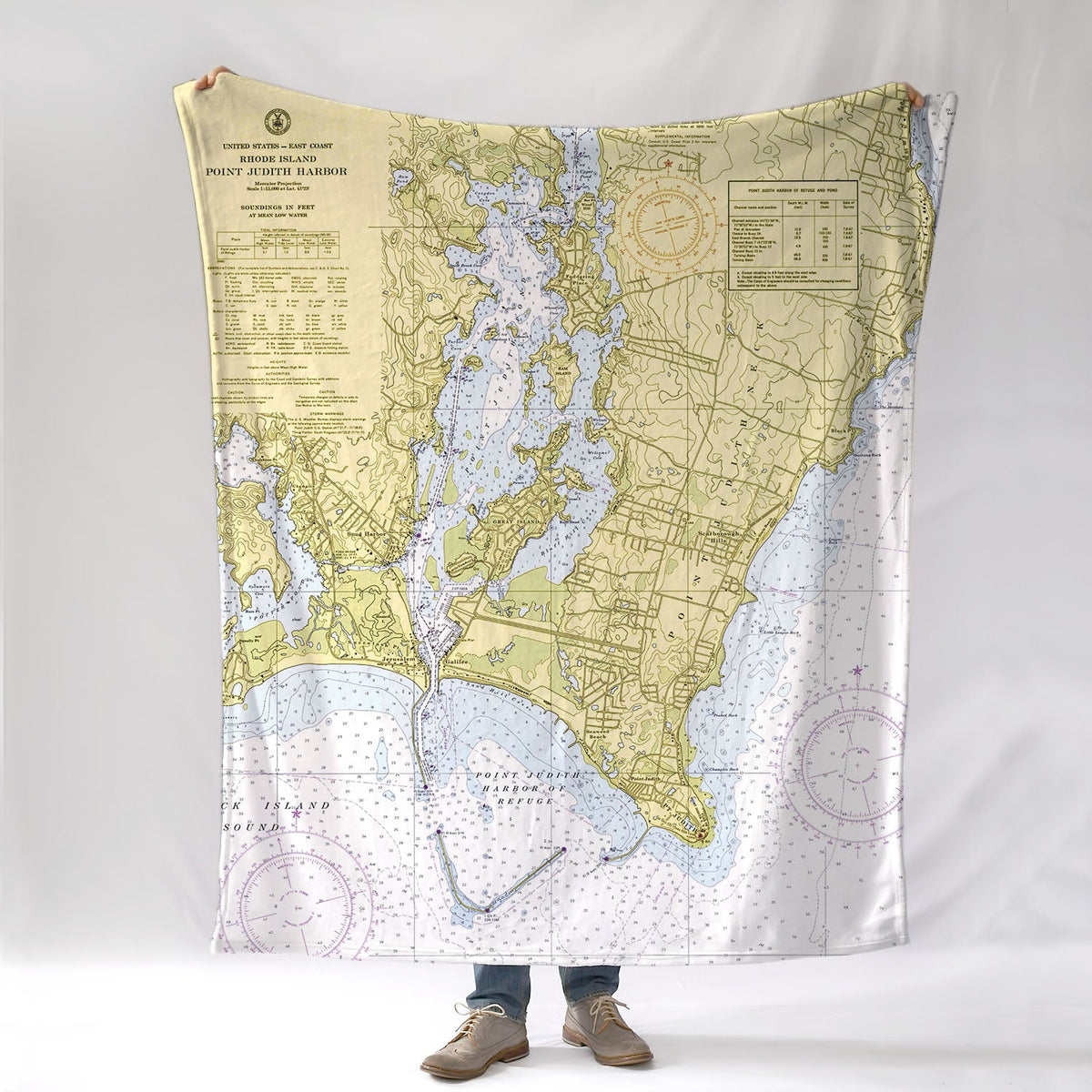 Point Judith Harbor, RI - Nautical Chart Blanket - Maritime Tribes USABlanket