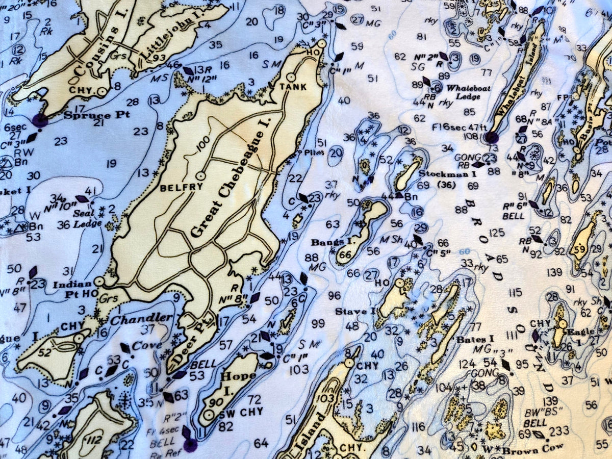Portland ME Vintage Nautical Chart Blanket - Maritime Tribes USABlanket