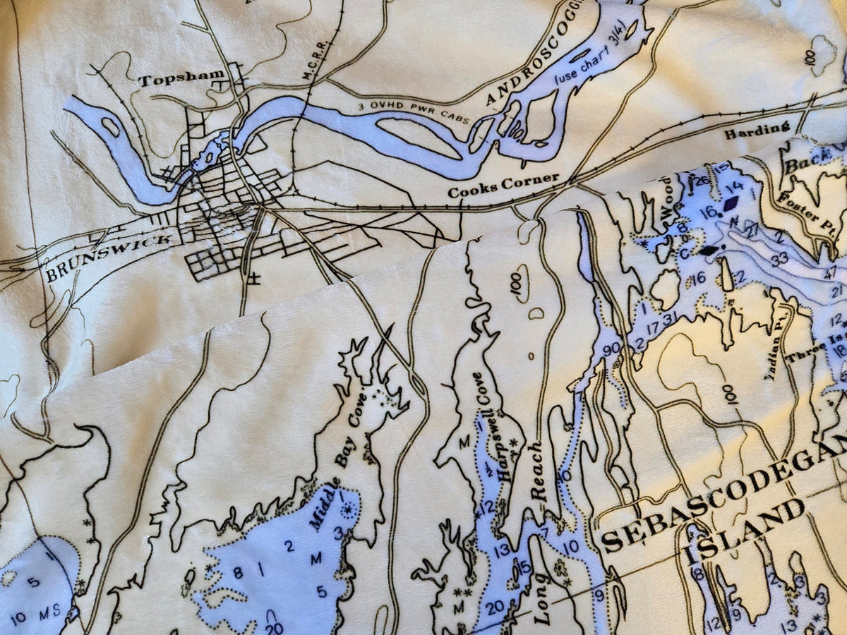 Portland ME Vintage Nautical Chart Blanket - Maritime Tribes USABlanket