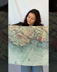 Côte d'Azur, (South of France a.k.a. French Riviera) Map Scarf