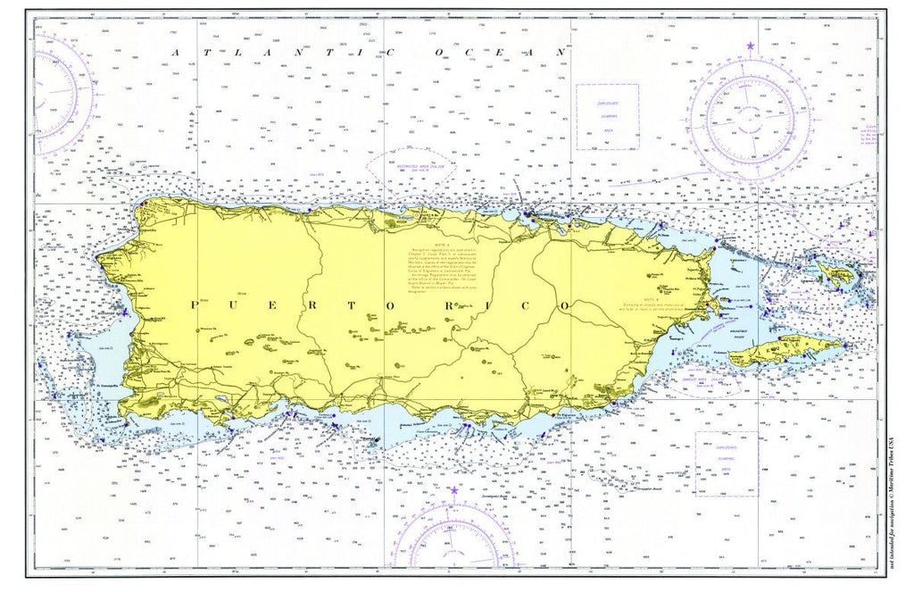 Puerto Rico Chart Placemat - Maritime Tribes USALaminated Placemat