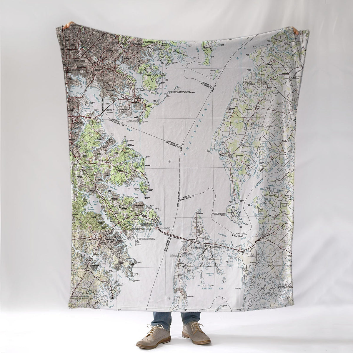 Rock Hall, MD Chesapeake BayVintage Topo Map Blanket - Maritime Tribes USABlanket