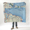 Rogers City MI Antique Map Blanket - Maritime Tribes USABlanket