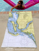 Sanibel Island Nautical Chart Quick-Dry Sport Towel – 30" x 60" Beach & Boat Towel - Maritime Tribes USATowel