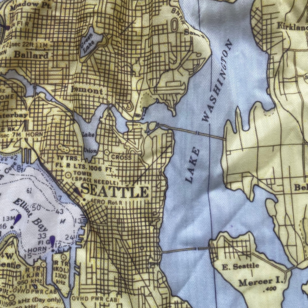 Seattle, WA Puget Sound, Nautical Chart Scarf - Maritime Tribes USAScarf
