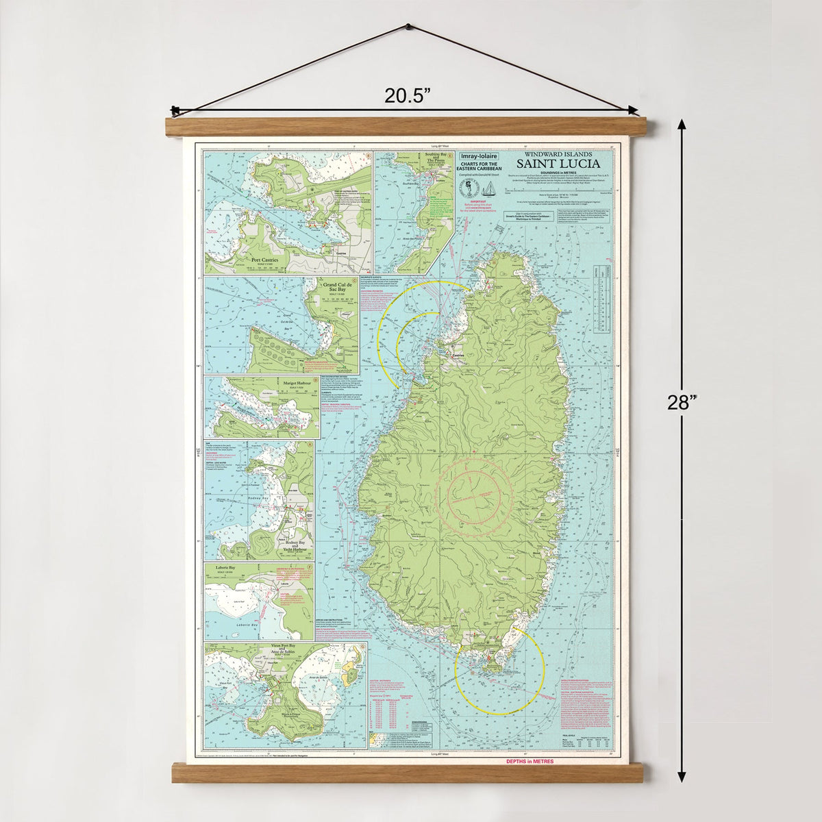 St. Lucia Nautical Chart Canvas Wall Scroll - Maritime Tribes USA