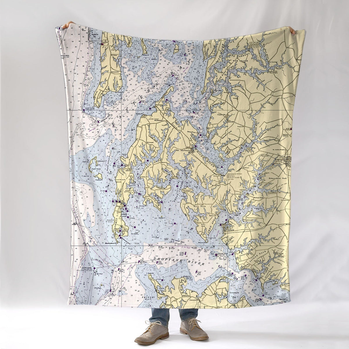 St Michaels MD,Vintage Nautical Chart Blanket - Maritime Tribes USABlanket