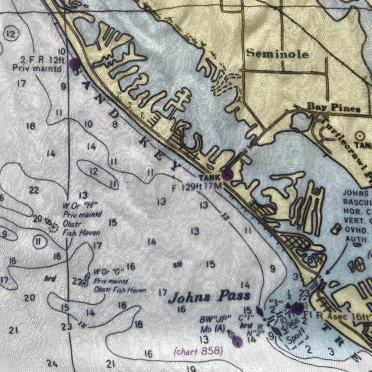 St. Pete Beach, Clearwater, FL Nautical Chart Scarf - Maritime Tribes USAScarf