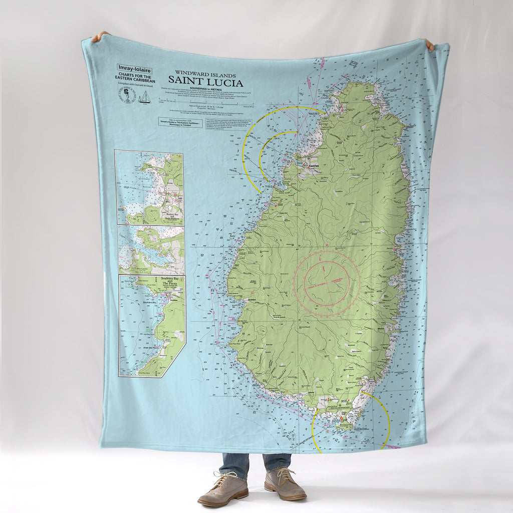 St Lucia, Caribbean, Nautical Chart Blanket