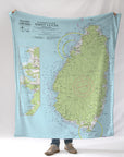 St Lucia, Caribbean, Nautical Chart Blanket