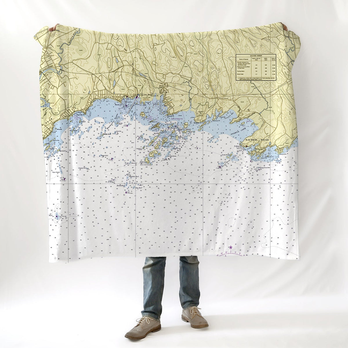 Stony Creek to Thimble Islands, CT Nautical Chart Blanket - Maritime Tribes USABlanket