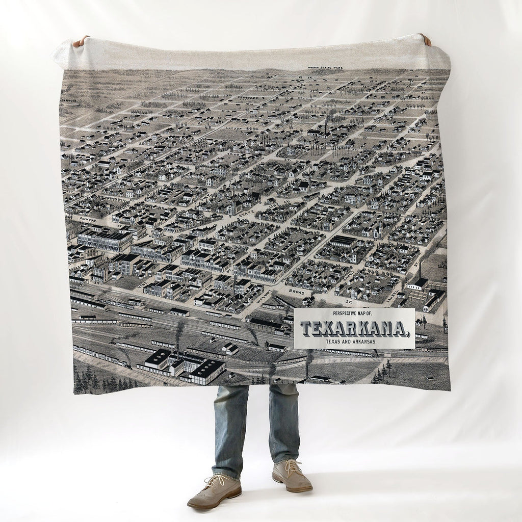 Texarkana TX Birdseye View, Antique Blanket - Maritime Tribes USABlanket