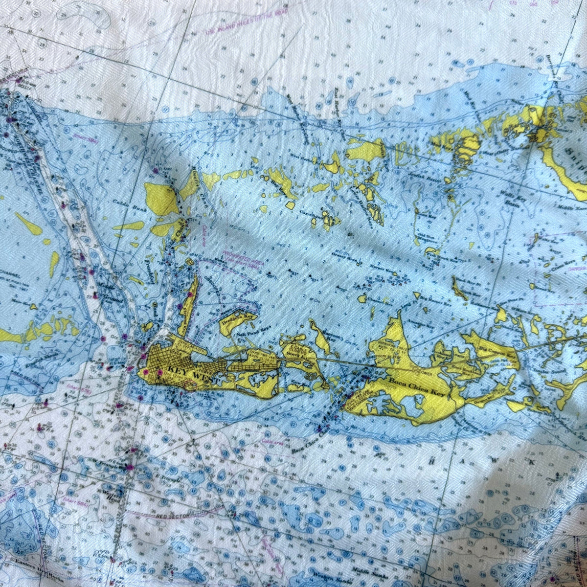 The Florida Keys (Key West to Key Largo) Nautical Map Scarf - Maritime Tribes USAScarf