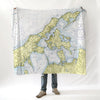 The North Fork, NY- Nautical Chart Blanket - Maritime Tribes USABlanket