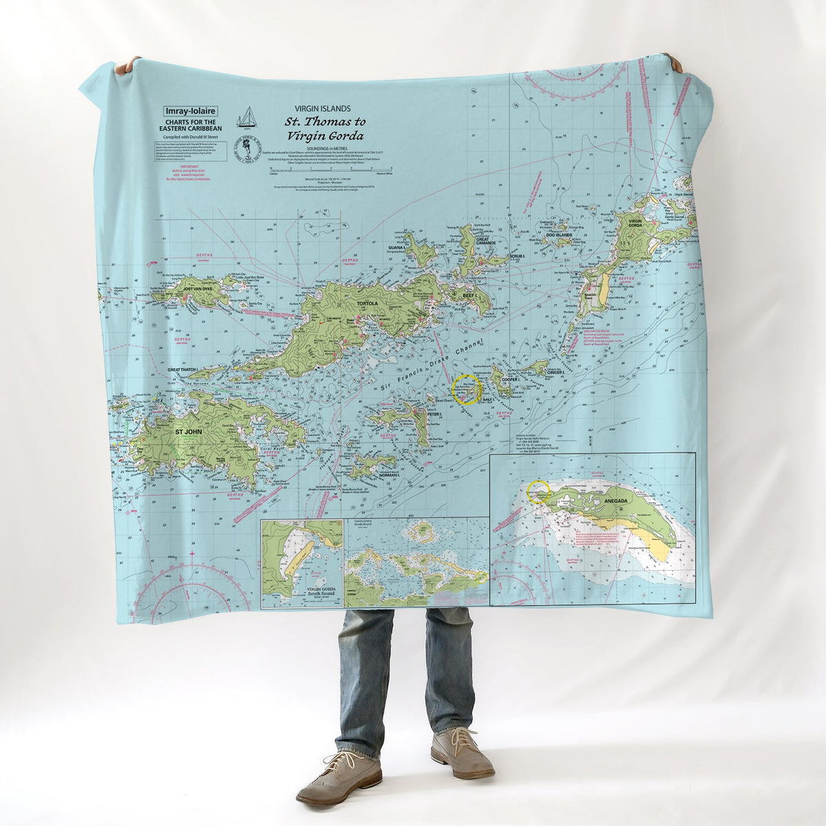 US Virgin Islands Imray Chart Blanket (St. Thomas &amp; St. John, USVI) - Maritime Tribes USA