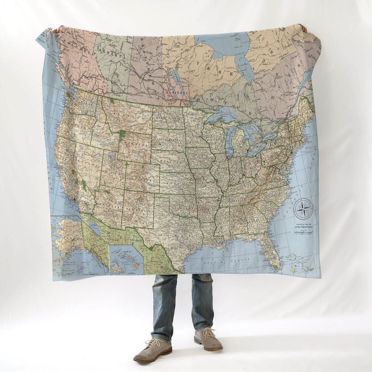 Vintage USA Map Blanket - Maritime Tribes USABlanket
