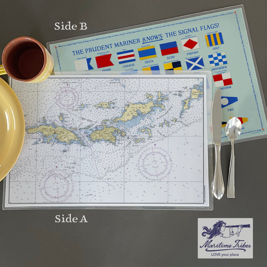 Virgin Islands (US and BVI) Nautical Chart Placemat - Maritime Tribes USALaminated Placemat