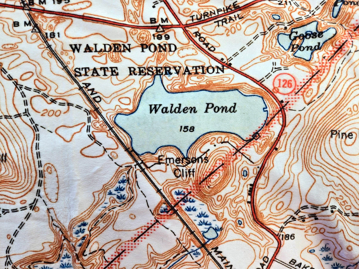 Walden Pond, Concord, Vintage Map Blanket - Maritime Tribes USABlanket