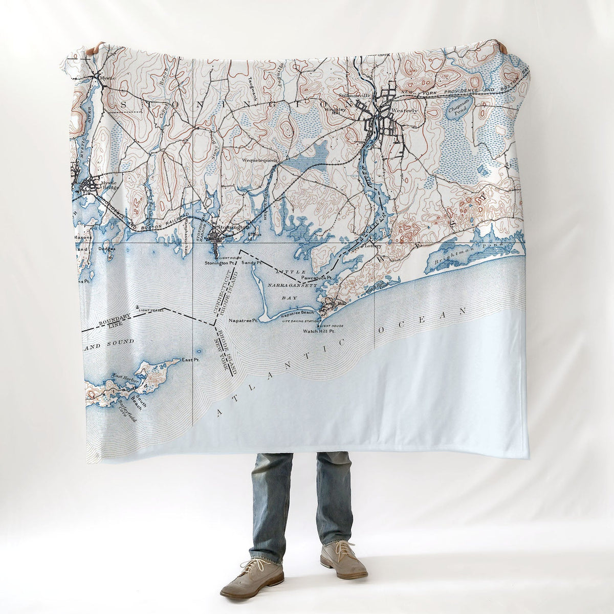 Westerly, RI Vintage Topo Map Blanket - Maritime Tribes USABlanket