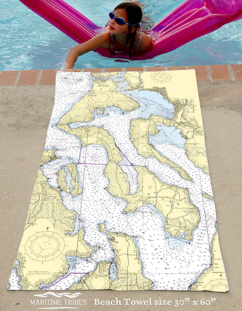 Whidbey Island Nautical Chart Quick Dry Towel