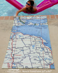 Rogers City, MI Antique Map Quick Dry Towel