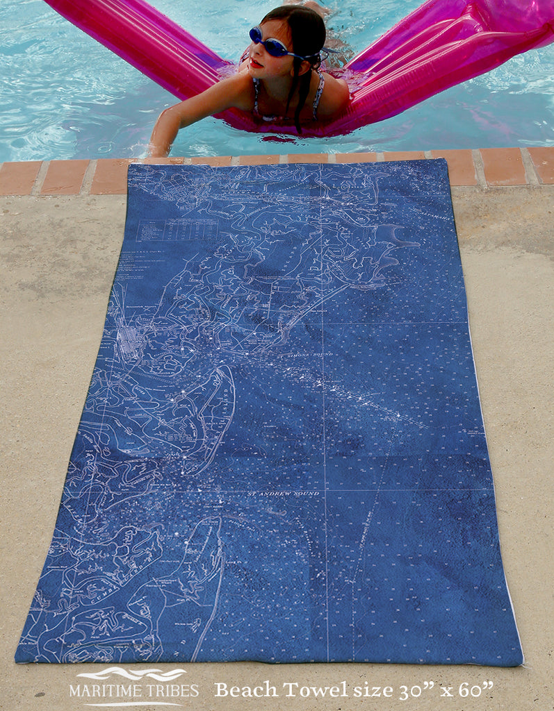 Jekyll & St Simons Island Blueprint Quick Dry Towel