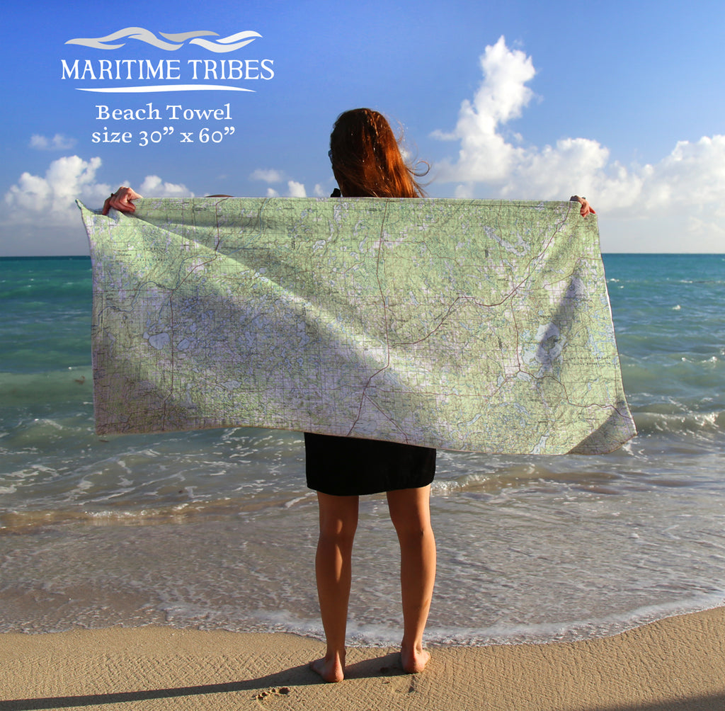 Danbury to Hayward, WI Topo Map Quick Dry Towel