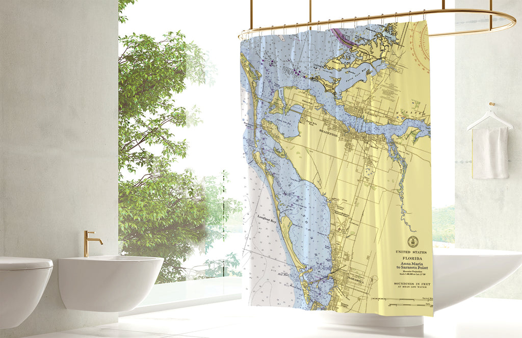 Sarasota to Anna Maria Island Shower Curtain