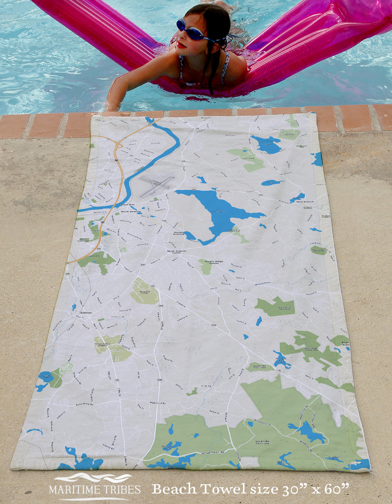 North Andover MA Hometown Map Quick Dry Towel