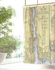Thames River, CT Nautical Chart Shower Curtain