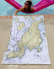 Aquidneck Island Nautical Chart Quick Dry Towel