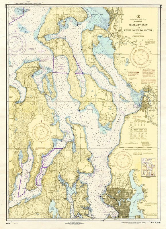 Admiralty Inlet and Puget Sound WA nautical chart Scroll - Maritime Tribes USAScroll