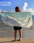 Amelia Island Sea Glass Map Quick Dry Towel - Maritime Tribes USATowel