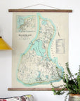 Block Island Antique New Shoreham Map Scroll - Maritime Tribes USAScroll