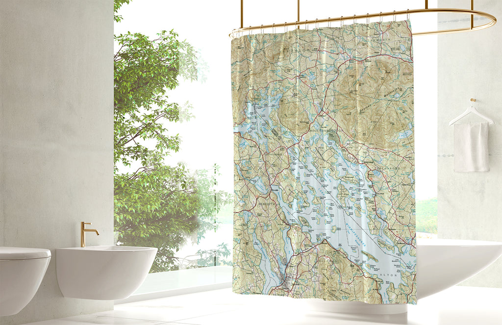 Lake Winnipesaukee, NH Topo Map Shower Curtain