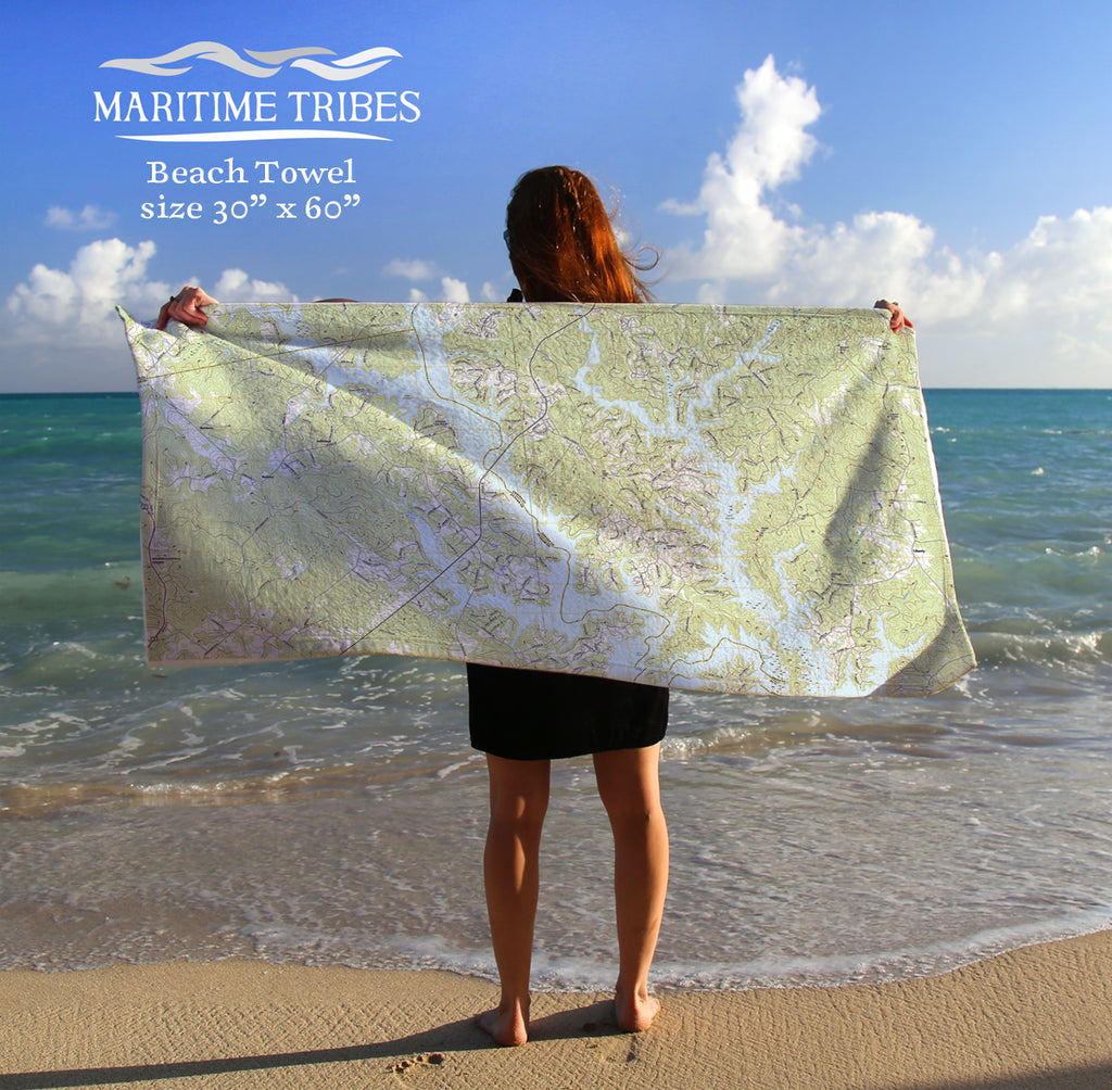 Lake Oconee Modern Topo Map Quick Dry Towel