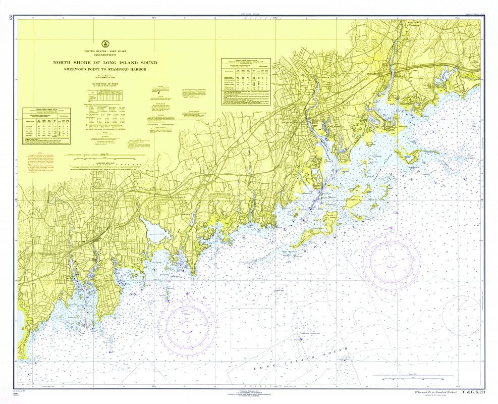Greenwich to Westport, Connecticut (Norwalk Islands) Nautical Chart Canvas Wall Scroll - Maritime Tribes USAScroll