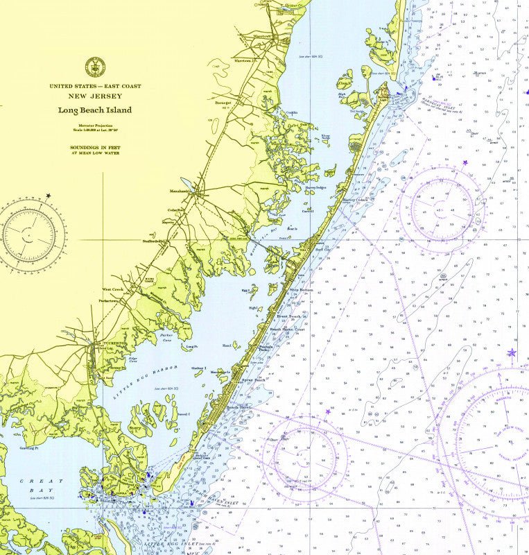 Jersey Shore Vintage Nautical Chart Shower Curtain - Maritime Tribes USAShower Curtain