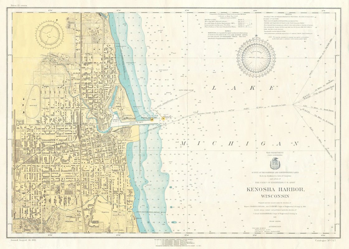 Kenosha Harbor Vintage Nautical Chart, c.1921 Scroll - Maritime Tribes USAScroll